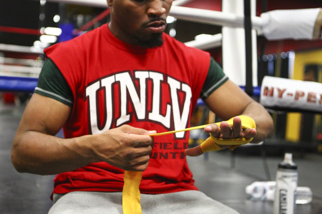 Shawn Porter prepares for a workout at Porter Hy-Performance Center, 2206 Paradise Road, in Las Vegas on Wednesday, June 8, 2016. Porter is slated to fight Keith Thurman on June 25. (Loren Townsle ...