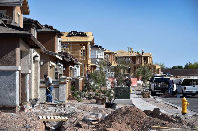 Homes under construction Monday, May 23, 2016, in Henderson. The construction industry, which was devastated in the recession, is now the fastest-growing sector in the state on a percentage basis. ...