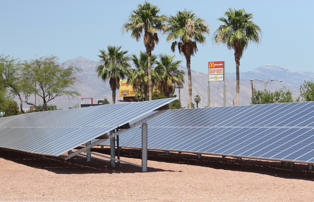 Ground mount solar is shown at Cox Las Vegas, located at 2451 Ernest May Lane, Monday, June 20, 2016, in Las Vegas. Ronda Churchill/Las Vegas Review-Journal