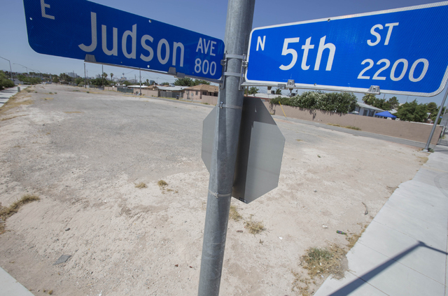 An empty lot is seen at the corner of Judson Avenue and North 5th Street in North Las Vegas on Thursday, June 23, 2016. (Richard Brian/Las Vegas Review-Journal)