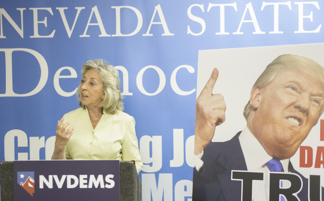 Congresswoman Dina Titus speaks during a press conference held at the Nevada State Democratic Party headquarters in Las Vegas on Friday, June 17, 2016. Richard Brian/Las Vegas Review-Journal