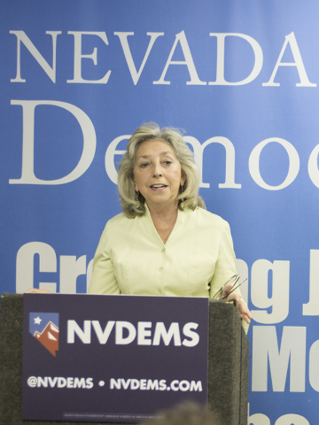 Congresswoman Dina Titus speaks during a press conference held at the Nevada State Democratic Party headquarters in Las Vegas on Friday, June 17, 2016. (Richard Brian/Las Vegas Review-Journal)