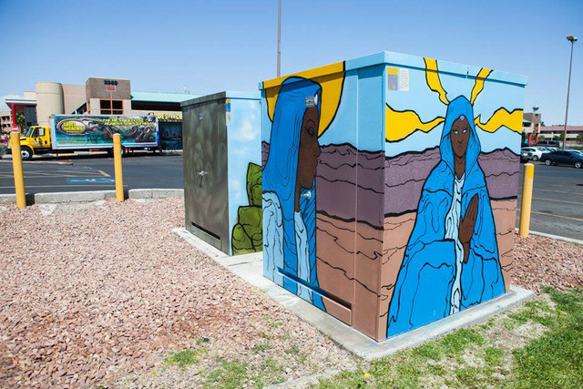 The art on Las Vegas Valley Water District utility boxes that is part of the County’s Zap Project is shown in the summer 2015, not long after local artist Lance Smith completed it. An unknown va ...