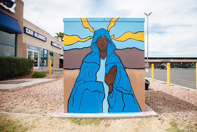 The art on Las Vegas Valley Water District utility boxes that is part of the County’s Zap Project is shown in the summer 2015, not long after local artist Lance Smith completed it. An unknown va ...