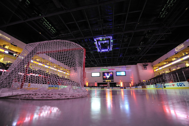 The Orleans Arena is seen before the start of game 4 of the first round of the 2014 ECHL Kelly Cup playoff hockey game between the Las Vegas Wranglers and Alaska Aces Friday, April 25, 2014.  Alas ...