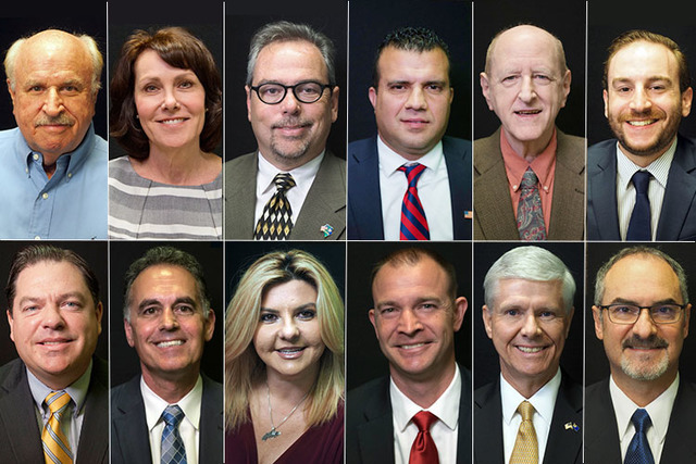 Candidates for the 3rd Congressional District, clockwise from top left, Democrats Barry Michaels, Jacky Rosen, Neil Waite, Jesse Sbaih, Steven Schiffman, Alex Channing Singer, and Republicans Sami ...