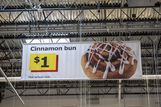 A cinnamon bun sign inside IKEA is shown on Wednesday, May 11, 2016. The new IKEA located near Durango and 215 opens on May 18th. Joshua Dahl/Las Vegas Review-Journal