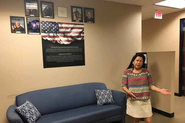 Eva Secchiari, executive director of the Veterans Transition Resource Center, 2550 Nature Park Drive, Suite 200, in North Las Vegas, gives a tour June 14, 2016, of the center that is set to offer  ...