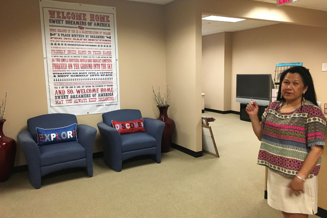 Eva Secchiari, executive director of the Veterans Transition Resource Center, 2550 Nature Park Drive, Suite 200, in North Las Vegas, gives a tour June 14, 2016, of the center that is set to offer  ...