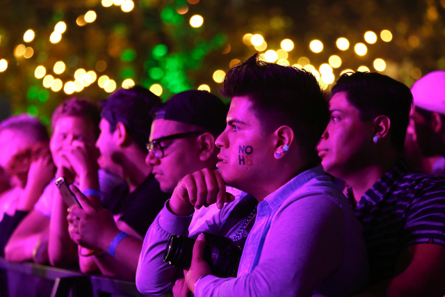 Festival goers watch musical performers at the Los Angeles Pride Festival on Saturday, June 11, 2016. Brett Le Blanc/Las Vegas Review-Journal Follow @bleblancphoto