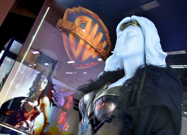 Part of a Wonder Woman exhibit is shown in the Warner Bros. Entertainment area of the Licensing Expo at the Mandalay Bay Convention Center in Las Vegas on Tuesday, June 21, 2016. Bill Hughes/Las V ...