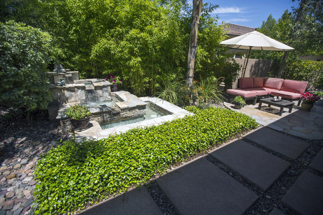 The outdoor sitting area near the master bedroom at 2261 Candlestick Avenue in Henderson is seen on Monday, May, 31, 2016. The four-bedroom, 8,406-square-foot home is on the market for $1,675,000. ...