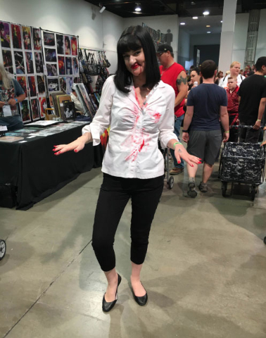 Sierra Spigener, 21, dresses as Uma Thurman's Mia Wallace of "Pulp Fiction" at the Amazing Las Vegas Comic Con on Saturday, June 18, 2016. (Ashley Casper/Las Vegas Review-Journal)