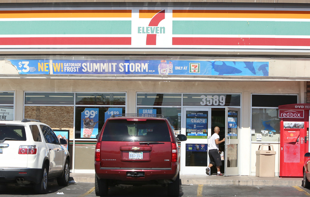 A customer enters a 7-Eleven convenience store at 3589 N. Nellis Blvd. on Monday, June 6, 2016. Three men stole money from registers at this store and two others overnight. (Bizuayehu Tesfaye/Las  ...