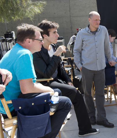 NOW YOU SEE ME
David Copperfield (center) and Woody Harrelson (right) on the set of NOW YOU SEE ME.
Ph: Barry Wetcher
© 2013 Summit Entertainment, LLC. All rights reserved.