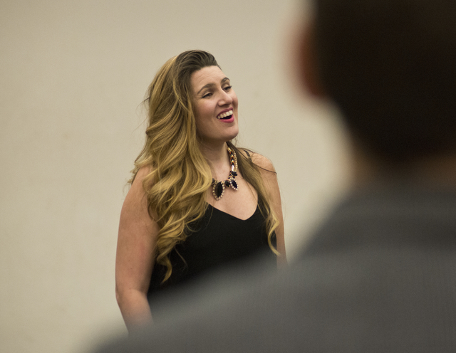 Soprano Suzanne Vinnik performs during a recent rehearsal at UNLV in preparation for Opera Las Vegas' production of "Carmen" this weekend in the Judy Bayley Theatre on campus. Daniel Clark/Las Veg ...