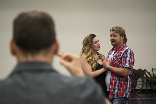 Suzanne Vinnik and Viktor Antipenko rehearse at UNLV in preparation for Opera Las Vegas' "Carmen," to be performed Friday and Sunday in the Judy Bayley Theatre on campus. Daniel Clark/Las Vegas Re ...