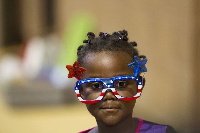 Gloria Dusabe, 5, a refugee from the Democratic Republic of the Congo, attends a Catholic Charities World Refugee Day fair with her family at Our Lady of Las Vegas Roman Catholic Church. (Erik Ver ...