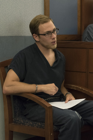 Desert Pines High School teacher Jonathan Scheaffer appears in court at the Regional Justice Center in Las Vegas Monday, June 6, 2016. Scheaffer is being charged with sex with a student. Jason Ogu ...
