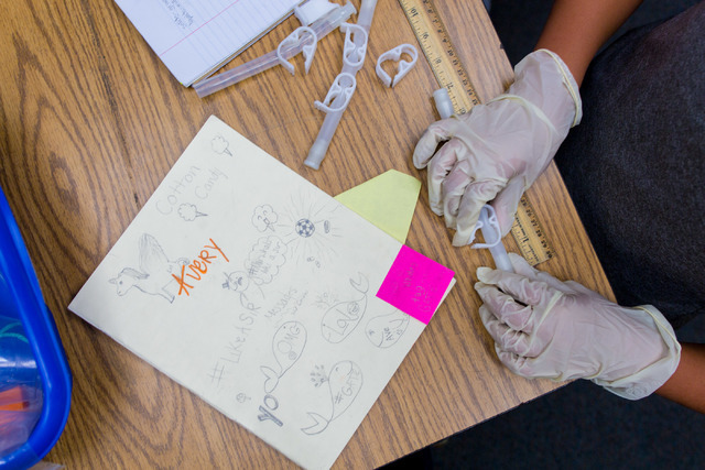 Fifth-grade students at John C. Vanderburg Elementary School work on a seed experiment at their school in Henderson Thursday, June 23, 2016 that astronauts at the International Space Station will  ...
