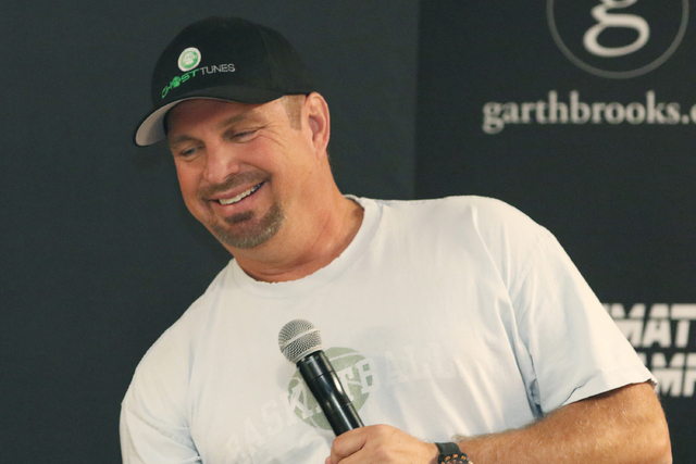 Country music star Garth Brooks answers questions about his world tour during a news conference at T-Mobile Arena, Friday, June 24, 2016. All tickets to his Las Vegas shows are $85. (Ronda Churchi ...