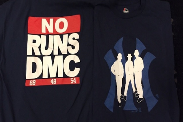 Yankees 'NO RUNS DMC' T-shirts (Courtesy YankeesPR/Twitter)