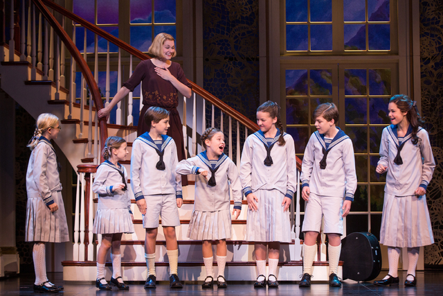 The Von Trapp children meet their new governess, Maria (Kerstin Anderson) in the new production of "The Sound of Music," which returns to the original Broadway script. MATTHEW MURPHY/COURTESY THE  ...