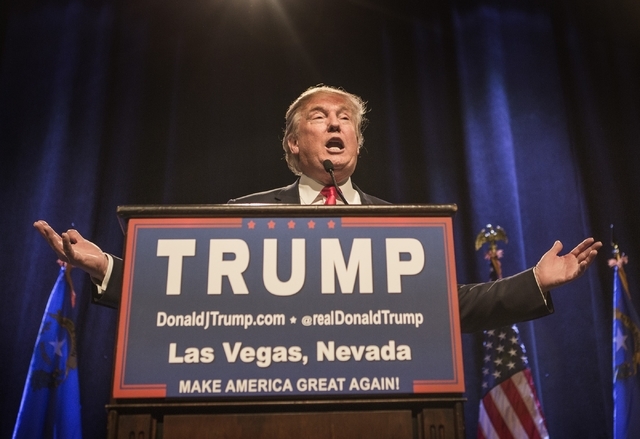 Republican presidential candidate Donald Trump speaks during a rally at Westgate hotel-casino on Monday, Dec. 14, 2015. (Jeff Scheid/Las Vegas Review-Journal Follow @jlscheid)