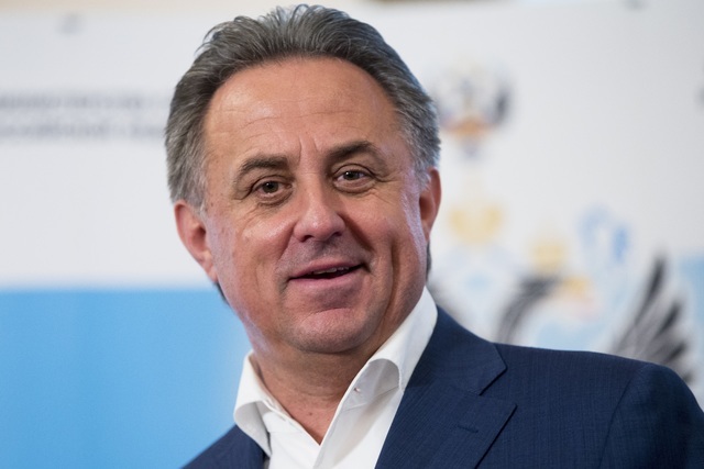 Russian Sports Minister Vitaly Mutko speaks to the media in Moscow, Russia, Sunday, July 24, 2016. Olympic leaders stopped short Sunday of imposing a complete ban on Russia competing in the Rio de ...
