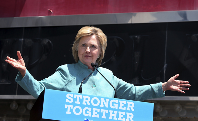 Democratic presidential candidate Hillary Clinton speaks on the Boardwalk in Atlantic City, N.J., Wednesday, July 6, 2016.  (Mel Evans/The Associated Press)