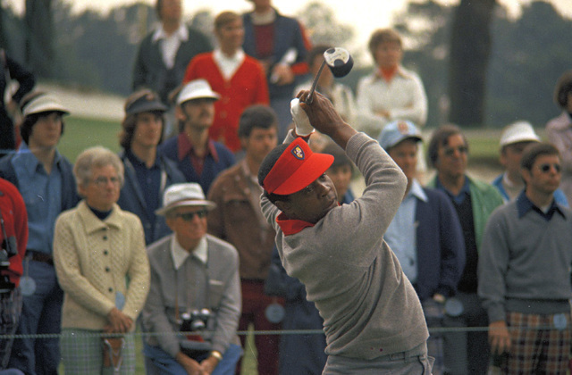 Lee Elder, first black golfer to participate in the Masters Tournament at Augusta, Ga., May 9, 1975. (Lou Krasky/AP)
