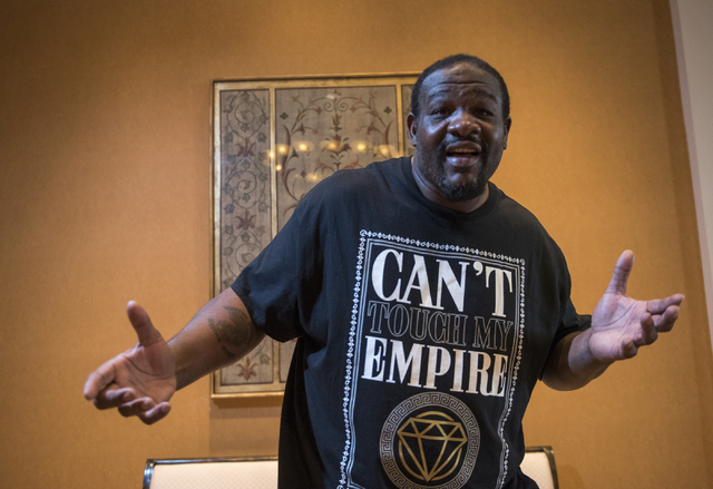 Former boxing Heavyweight Champion Riddick "Big Daddy" Bowe poses for a portrait during the Nevada Boxing Hall of Fame meet and greet event at Caesar's Palace hotel-casino in Las Vegas on Friday,  ...