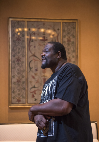 Former boxing Heavyweight Champion Riddick "Big Daddy" Bowe poses for a portrait during the Nevada Boxing Hall of Fame meet and greet event at Caesar's Palace hotel-casino in Las Vegas on Friday,  ...