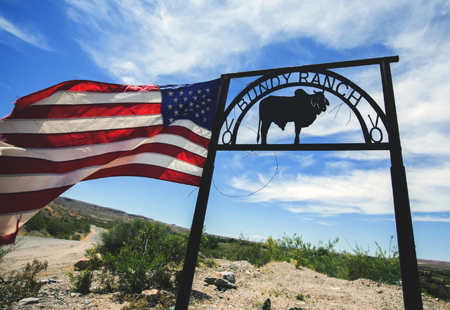 A Bundy Ranch sign near Bunkerville greets visitors on Thursday, May 19, 2016. (Jeff Scheid/Las Vegas Review-Journal Follow @jlscheid)