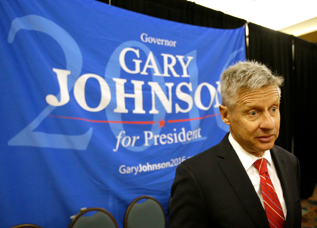 Libertarian presidential candidate Gary Johnson speaks to supporters and delegates at the National Libertarian Party Convention, in Orlando, Fla., on Friday, May 27. (John Raoux/The Associated Press)