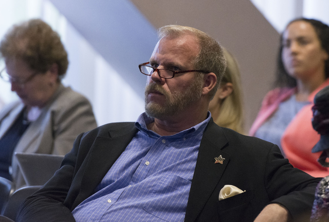 Clark County School District District D Trustee Kevin Child attends a legislative committee meeting to discuss reorganization plans for the Clark County School District at the Sawyer Building in L ...