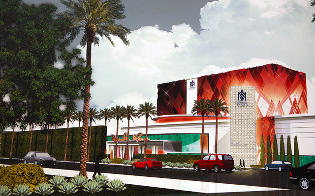 A rendering  of the exterior of the proposed new Moulin Rouge Las Vegas is seen during a ground breaking at the original Moulin Rouge site at 900 W. Bonanza Road on Tuesday, May 24, 2016. The budg ...