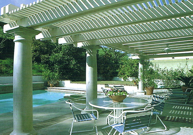 COURTESY DURA-KOOL
Lattice patio covers are sometimes referred to as attached pergolas or gazebos.  Lattice patio covers allow  homeowners to choose the amount of shade that works best for their p ...