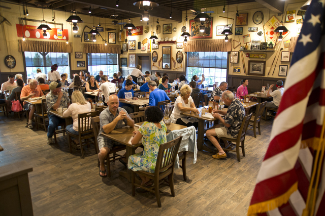 Customers order food during the grand opening of Las Vegas' first Cracker Barrel location near the Silverton Hotel-Casino on Monday, July 25, 2016. The line to get in stretched into the parking lo ...