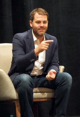 Panelist Scott McCormick discusses cyber security details with business owners at a breakfast meeting sponsored by the Las Vegas Metro Chamber of Commerce in Las Vegas, Friday, July 29, 2016. Jer ...