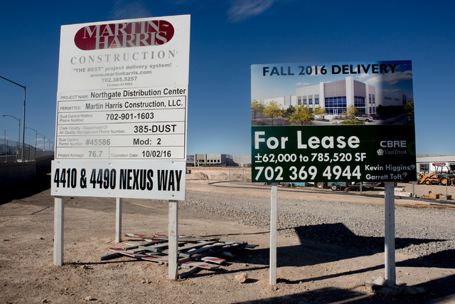 Fanatics Inc. plans to use the 1-million-square-foot distribution center under construction just southwest of the Interstate 15 and 215 Beltway in North Las Vegas. (Elizabeth Brumely/Las Vegas Rev ...