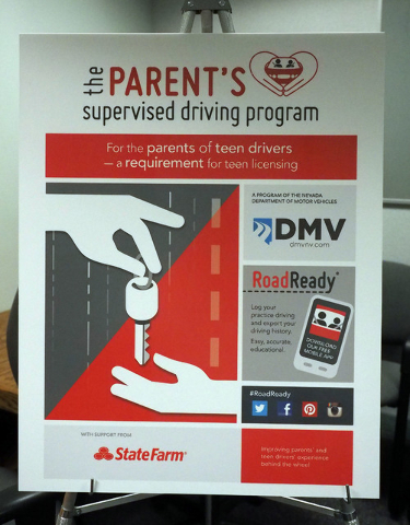 A new poster is presented as the Nevada Department of Motor Vehicles unveils a new program, The Parent's Supervised Driving Program, that will help parents teach their teens how to drive at a medi ...
