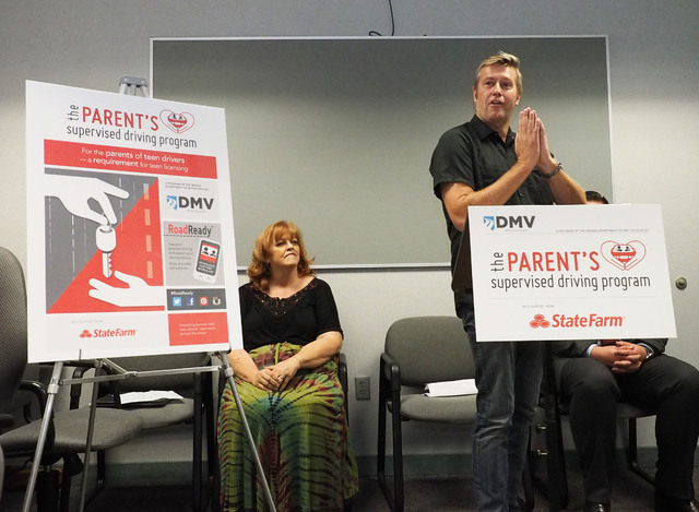 Jeff Payne, founder of Drivers Edge, speaks to the media as the Nevada Department of Motor Vehicles unveils a new program, The Parent's Supervised Driving Program, that will help parents teach the ...