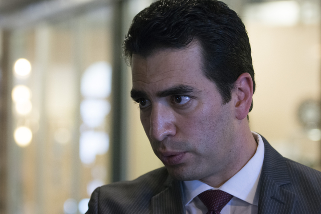 Democratic nominee for the 4th Congressional District Ruben Kihuen speaks with a reporter at Blowout Dollhouse at Tivoli Village in Las Vegas Thursday, July 7, 2016. (Jason Ogulnik/Las Vegas Revie ...