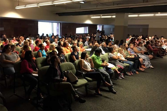 Concerned citizens pack the courtroom overflow to watch the SB302 hearing at the Regional Justice Center in Las Vegas, Friday, July 29, 2016. (Vegas88s/Twitter)