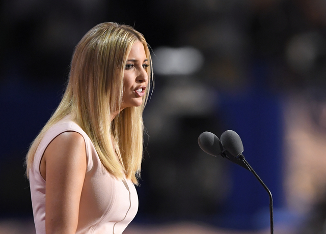 Ivanka Trump, daughter of Donald J. Trump, speaks during the final day of the Republican National Convention in Cleveland, Thursday, July 21, 2016. (Mark J. Terrill/The Associated Press)