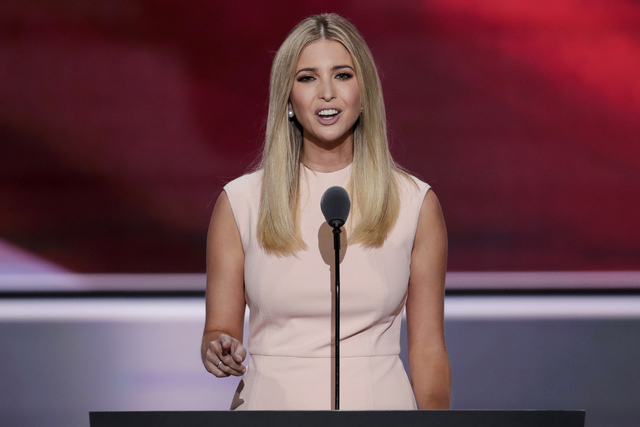 Ivanka Trump, daughter of Donald J. Trump, speaks during the final day of the Republican National Convention in Cleveland, Thursday, July 21, 2016. (J. Scott Applewhite/The Associated Press)