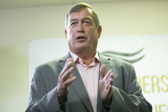 U.S. Rep. Cresent Hardy, R-Nev., speaks during a re-election campaign event at his campaign headquarters on Saturday, June 25, 2016, in Las Vegas. (Erik Verduzco/Las Vegas Review-Journal Follow @E ...