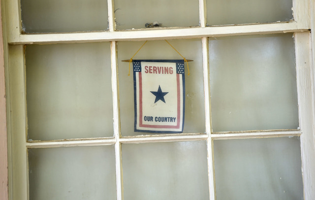 A service flag hangs in the window of the 1941 Henderson Townsite home at the Clark County Museum Tuesday, July 26, 2016, in Henderson. David Becker/Las Vegas Review-Journal Follow @davidjaybecker