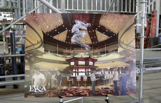 Artist's rendering of the under-construction of Lucky Dragon hotel-casino is displayed during a tour at 300 W. Sahara Ave., on Thursday, July 7, 2016. Bizuayehu Tesfaye/Las Vegas Review-Journal Fo ...